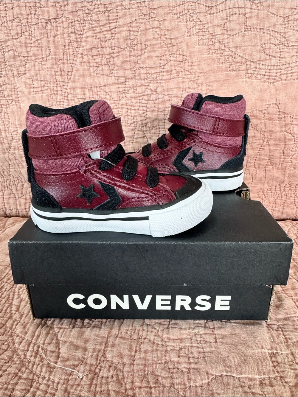 Converse Kids Maroon High-Top Sneakers with Black Accents